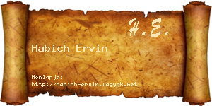 Habich Ervin névjegykártya